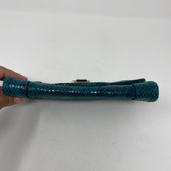 Cole Haan Isabelle clutch, teal snake print - Picture 7 of 12
